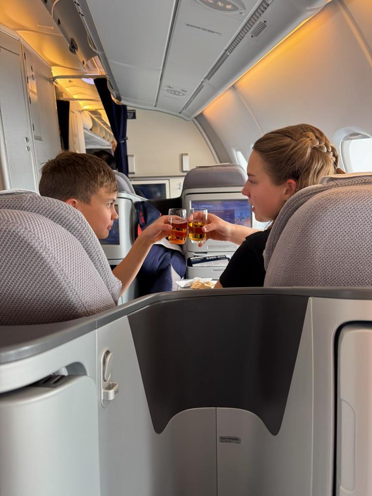 Kids Toasting on Plane