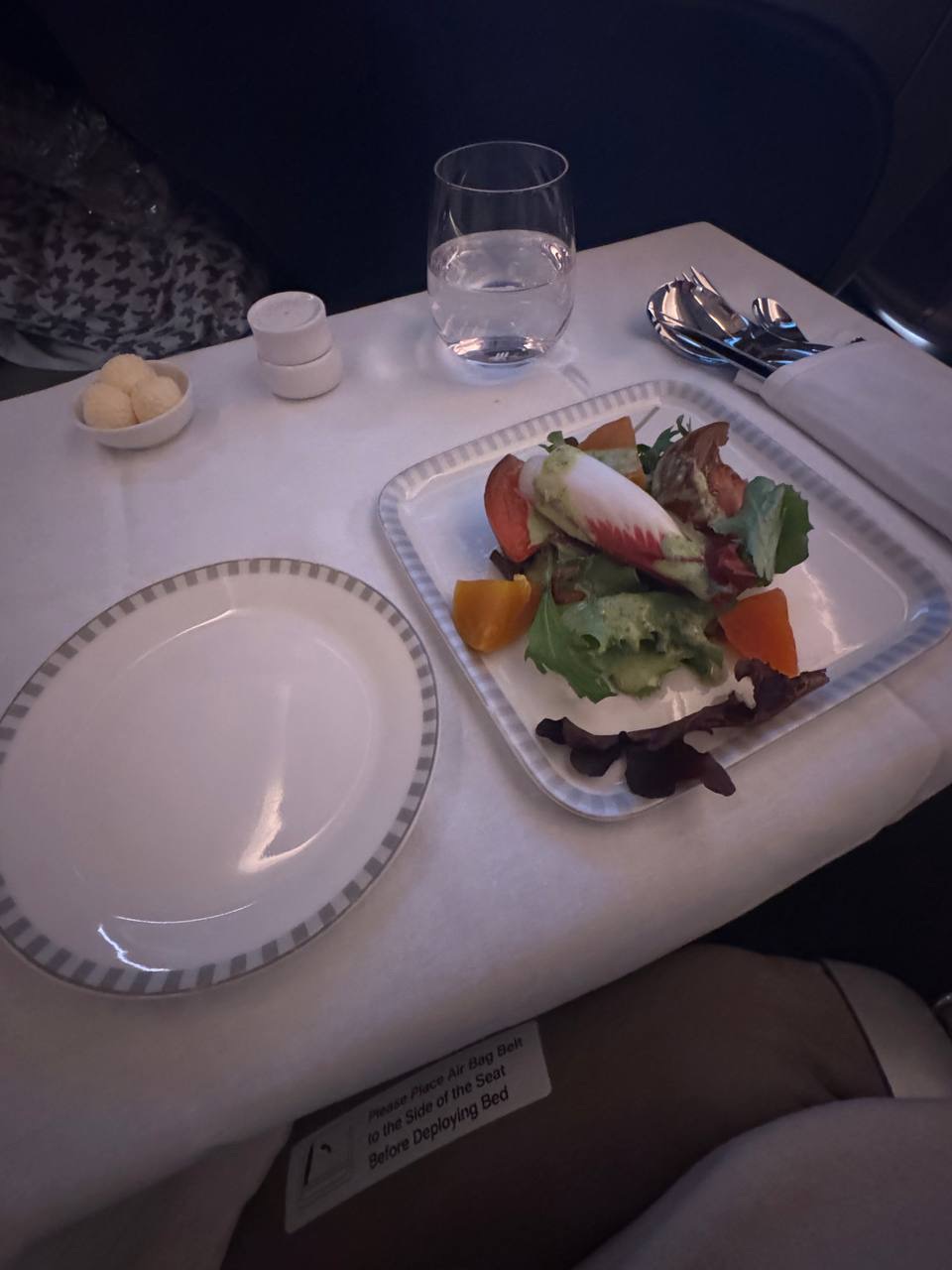 Salad appetizer in Singapore Airlines A350 business class